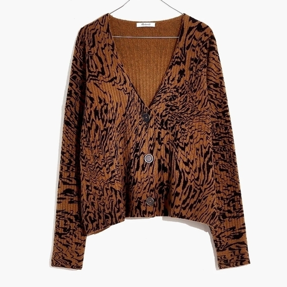 Madewell Tigerized Cameron Ribbed Cardigan Sweater in Coziest Yarn - Picture 4 of 12